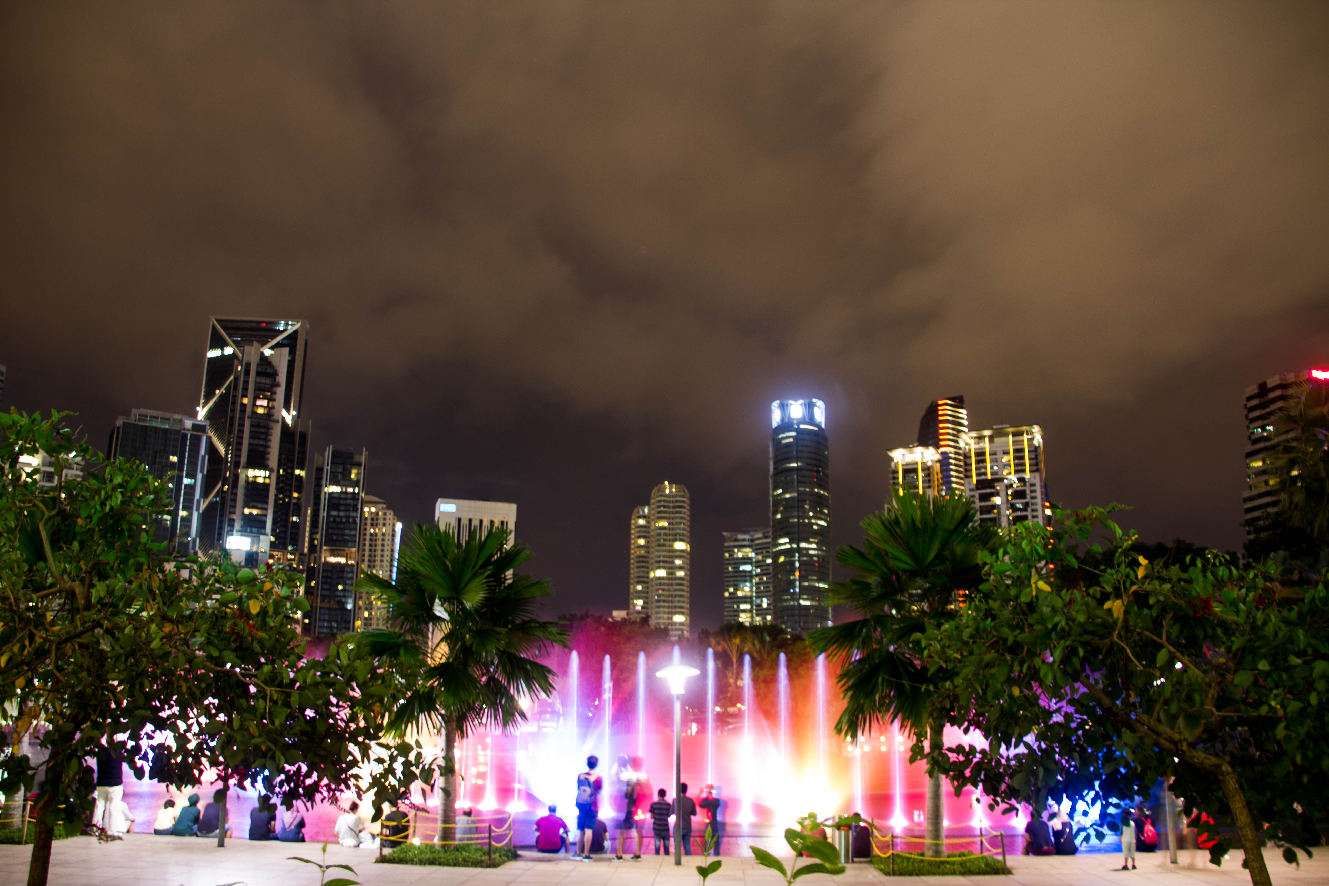 Water fountain display near Petronas Tower